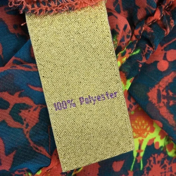 Princess Vera Wang Womens Large Top Blouse Colorful Dolman Sleeves Tie Neck - Picture 5 of 10